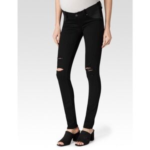 PAIGE Verdugo Ultra Skinny Maternity Jeans in Black Distressed Size 25
